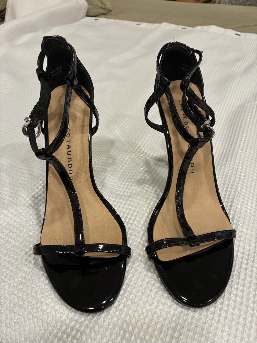 Sexy street wear Black Patent T‑Strap Heels special occasion